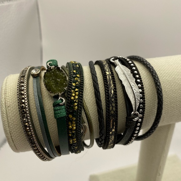 Set of 2 Wrap Leather Bracelets - Picture 2 of 8